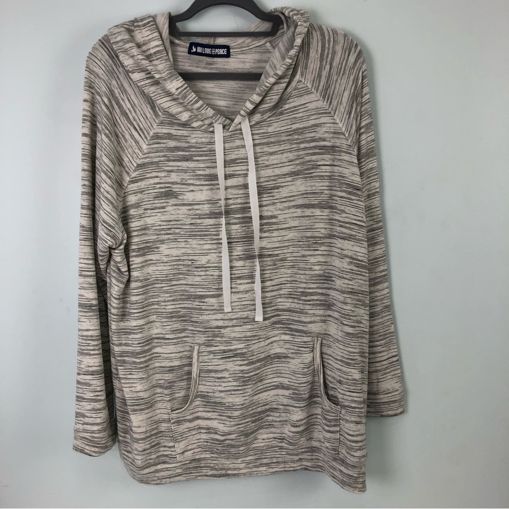 Ink Love and Peace Gray and White Pullover Hoodie Size 1X